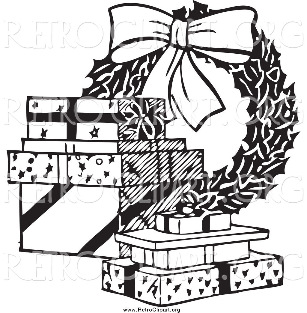 christmas clipart in black and white - photo #39