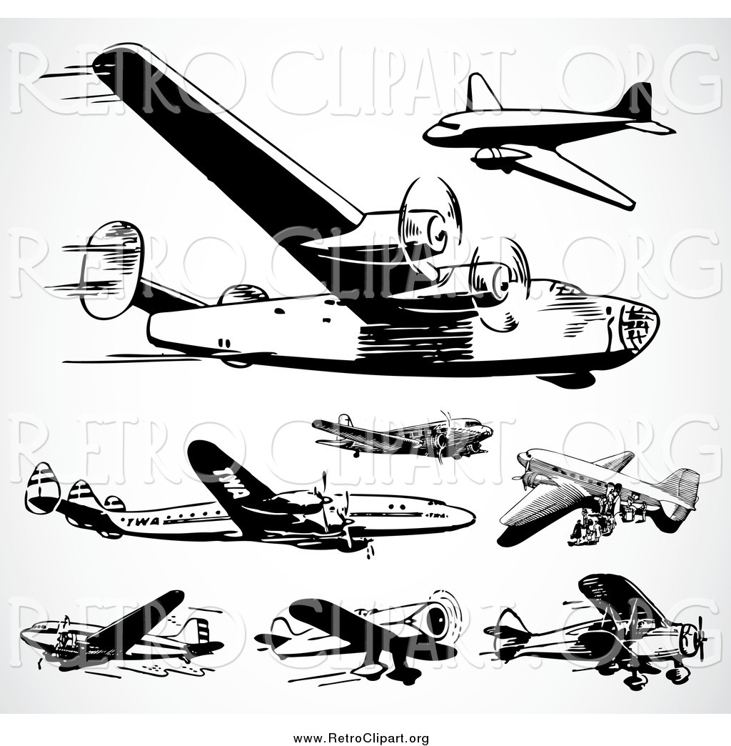 airplane clipart black and white takeoff - photo #36