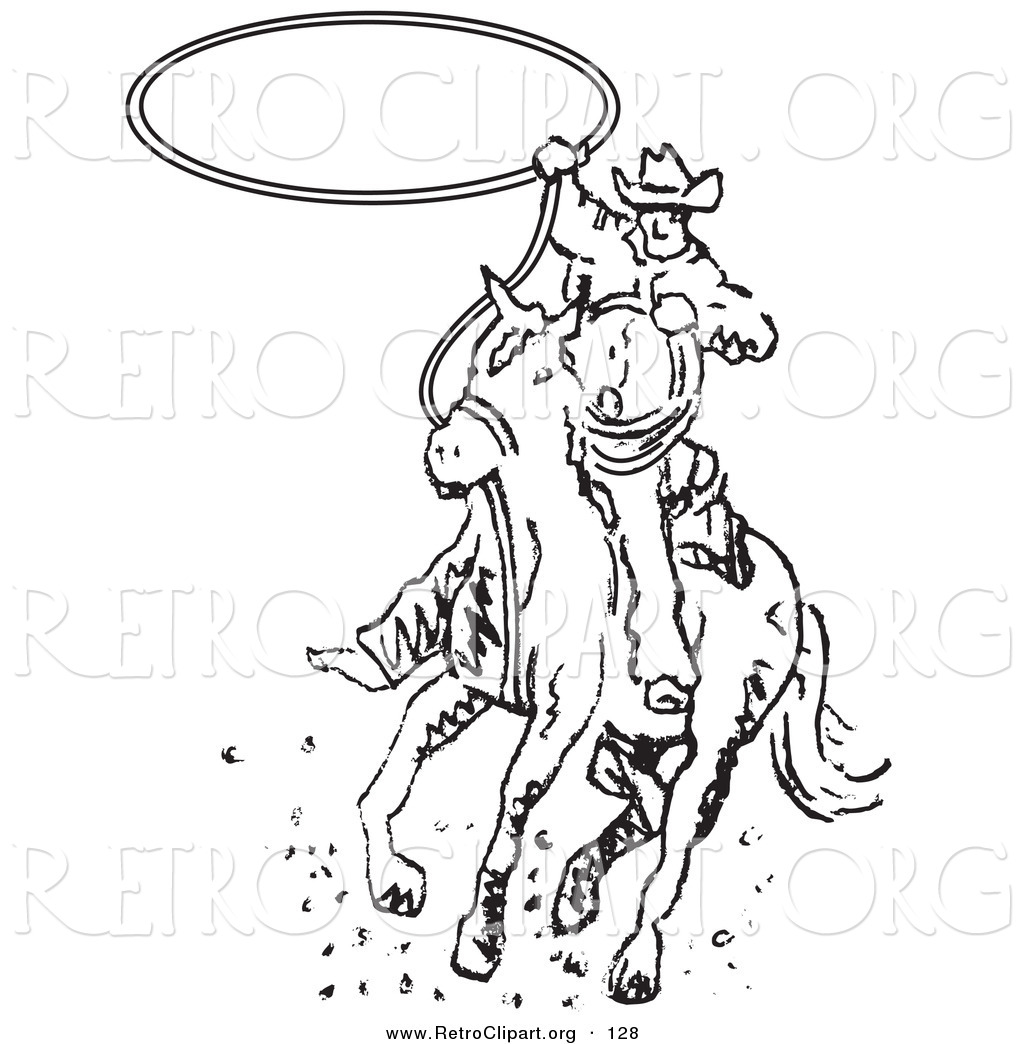 Royalty Free Stock Retro Designs Rodeo Coloring Pages