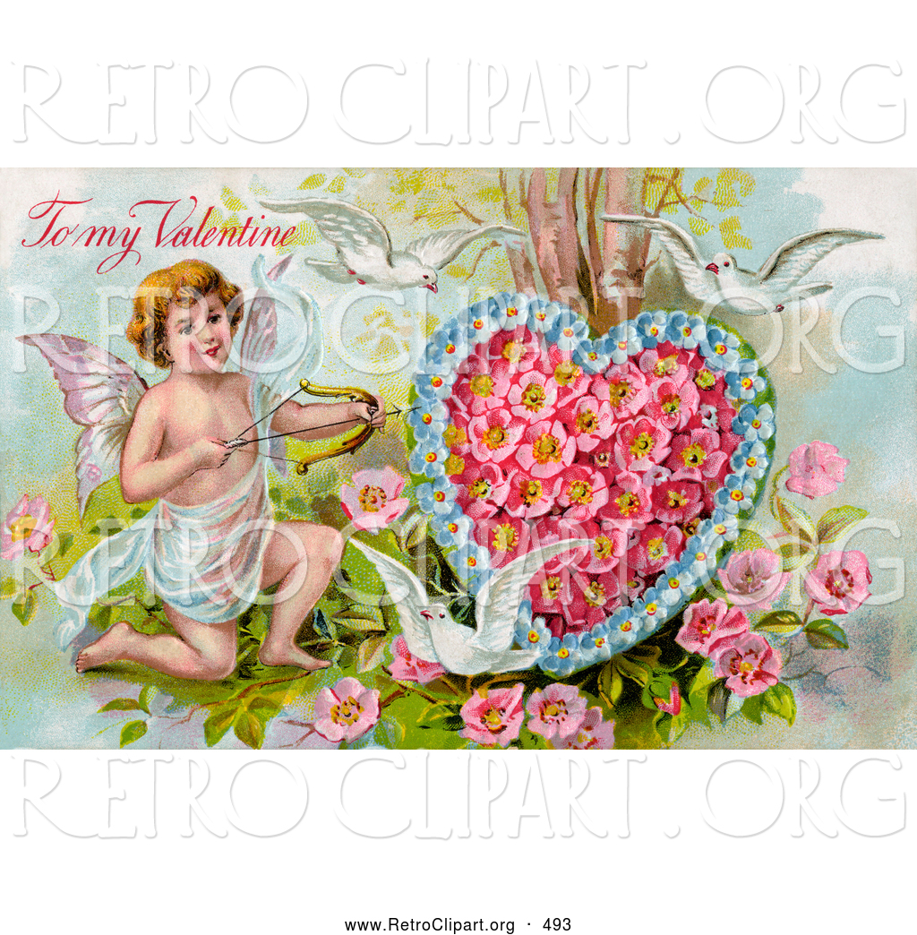 Retro Clipart of a Old Fashioned Vintage Valentine of ...
