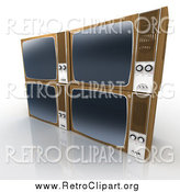 Clipart of 3d Stacked Retro Box Televisions by