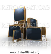 Clipart of a 3d Old Box TVs by