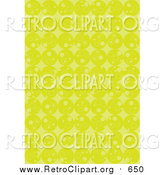 Clipart of a Retro Background of Rows of Lime Green Circles and Diamonds by