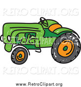 Clipart of a Retro Green Sketched Tractor by Prawny