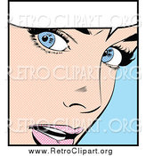 Clipart of a Surprised Blue Eyed Caucasian Retro Pop Art Woman and Word Balloon by Brushingup
