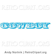 Retro Clipart of a Blue Western Styled Cowboy Restroom Sign by Andy Nortnik
