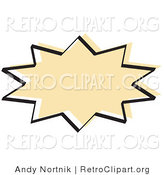 Retro Clipart of a Tan Starburst with a Black Outline on White by Andy Nortnik