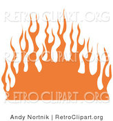 Retro Clipart of a Wall of Orange Flames on a White Background by Andy Nortnik