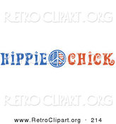 Retro Clipart of an American Hippie Chick Sign on a White Background by Andy Nortnik