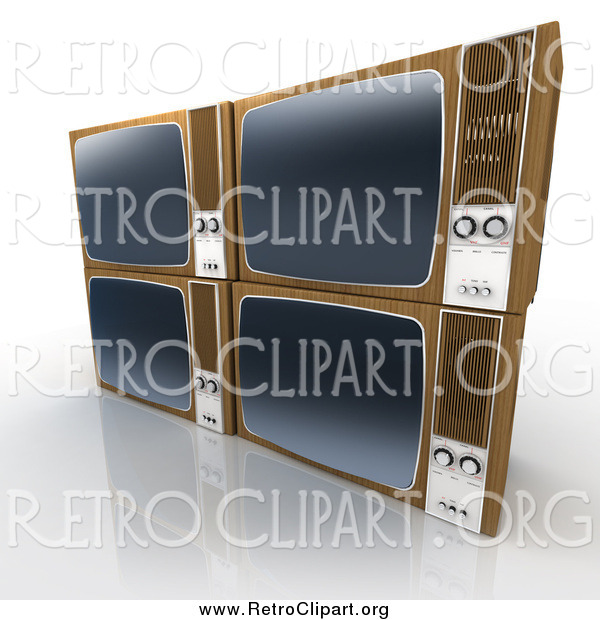 Clipart of 3d Stacked Retro Box Televisions