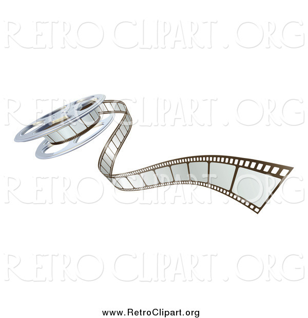 Clipart of a 3d Film Reel and Strip