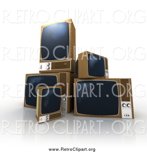 Clipart of a 3d Old Box TVs