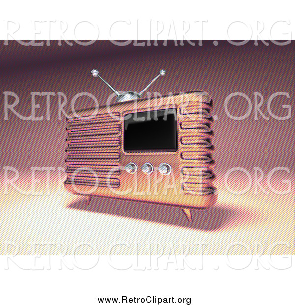 Clipart of a 3d Retro Pink Metal Radio