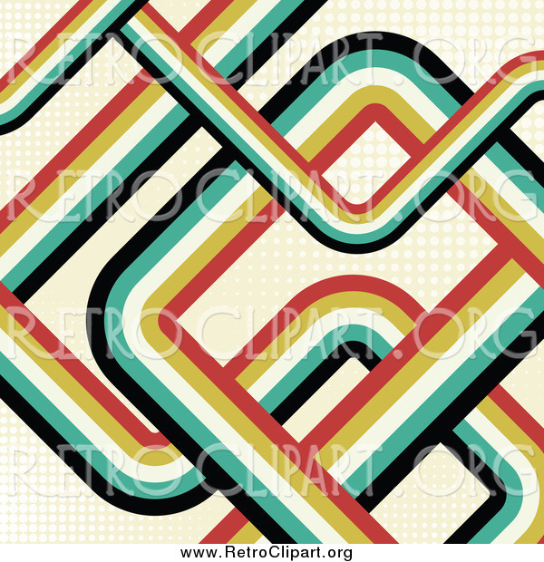 Clipart of a Background of Retro Curves on Grid Lines