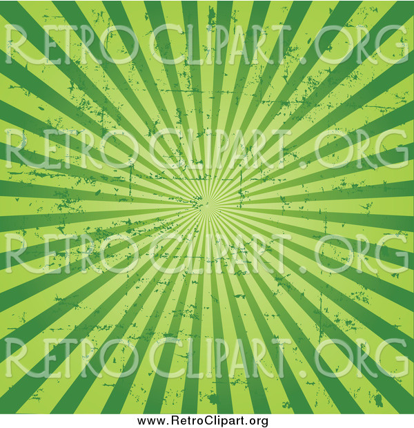Clipart of a Grungy Retro Green Ray Vortex Background