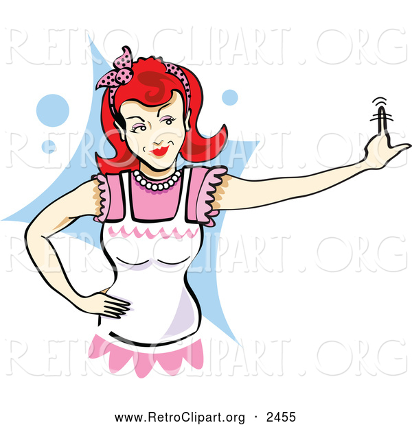 Clipart of a Nagging Retro Red Haired Woman Wagging Her Finger