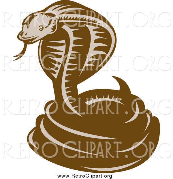 Clipart of a Retro Brown Cobra Snake