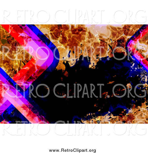 Clipart of a Retro Funky Background of Flames, Splatters and Curves