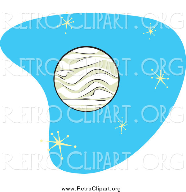 Clipart of a Retro Planet Venus with Stars