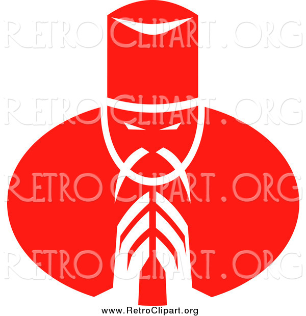 Clipart of a Retro Red Asian Chef Bowing
