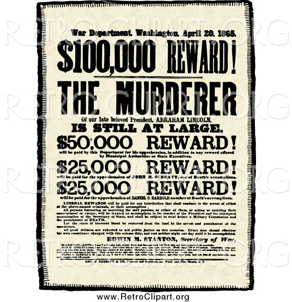 Clipart of a Vintage Murderer Reward