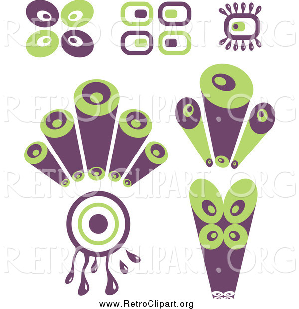 Clipart of Purple and Green Retro Circle Designs