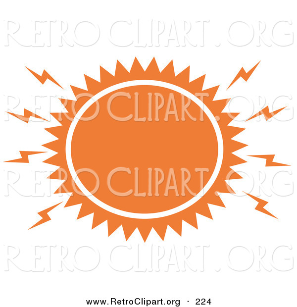 Retro Clipart of a Blazing Hot Orange Sun on WhiteBlazing Hot Orange Sun on White