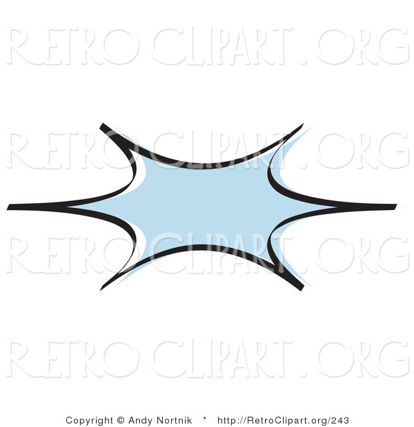 Retro Clipart of a Blue Starburst with a Black Outline on a White Background