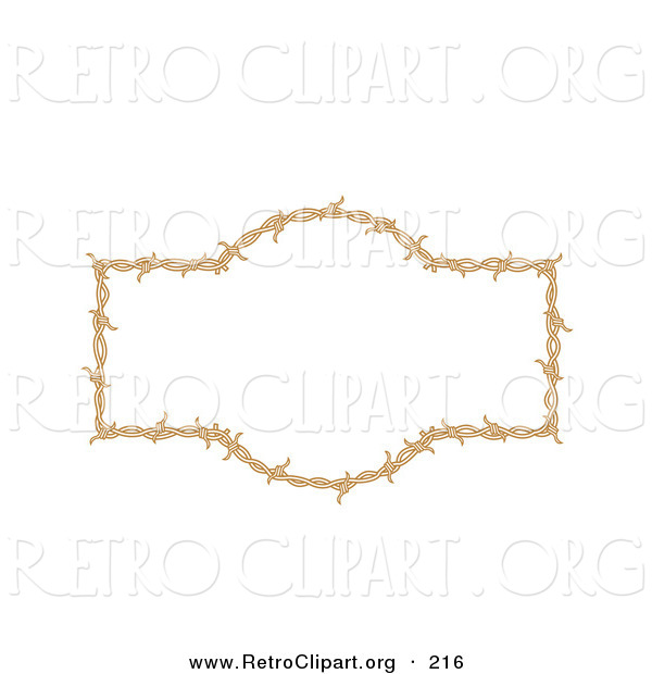 Retro Clipart of a Brown Border Frame of Barbed Wire over a Solid White Background