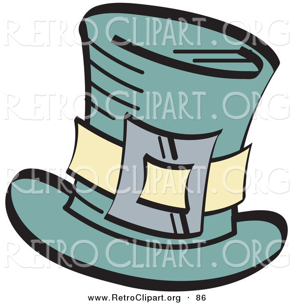 Retro Clipart of a Leprechaun's Green Tophat with a Buckle over White