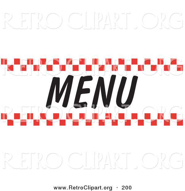 Retro Clipart of a Menu Sign with Red Checker Borders and Black Text