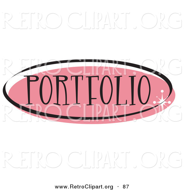 Retro Clipart of a Pink Oval Portfolio Website Button That Could Link to a Gallery on a Site on White