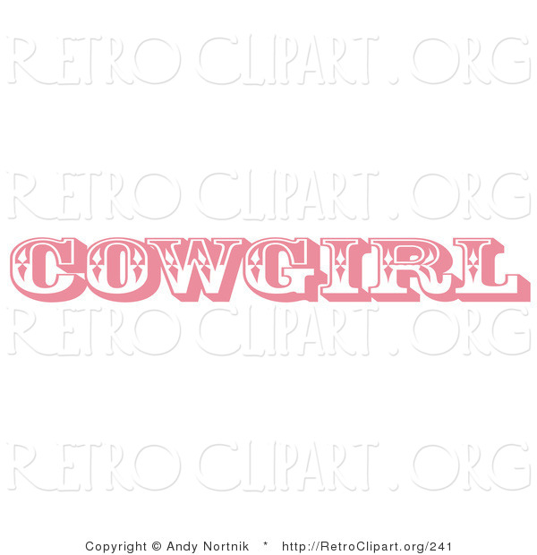 Retro Clipart of a Pink Western Text Cowgirl Bathroom Sign