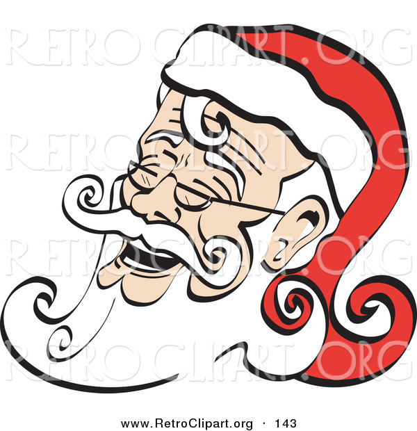 Retro Clipart of a Printable Laughing Santa Claus Clip Art