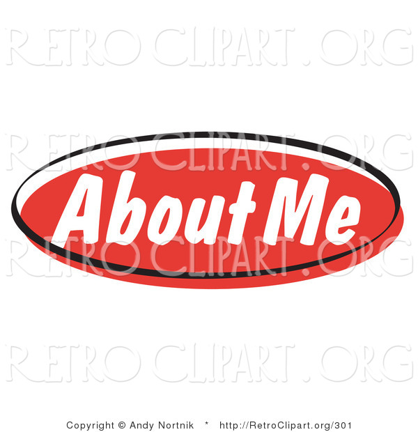 Retro Clipart of a Red About Me Internet Website Icon Button