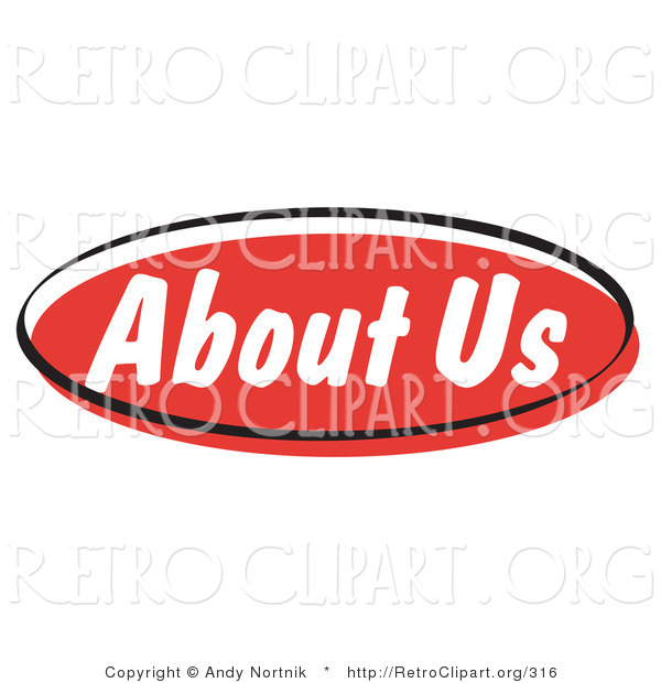 Retro Clipart of a Red About Us Internet Website Info Button