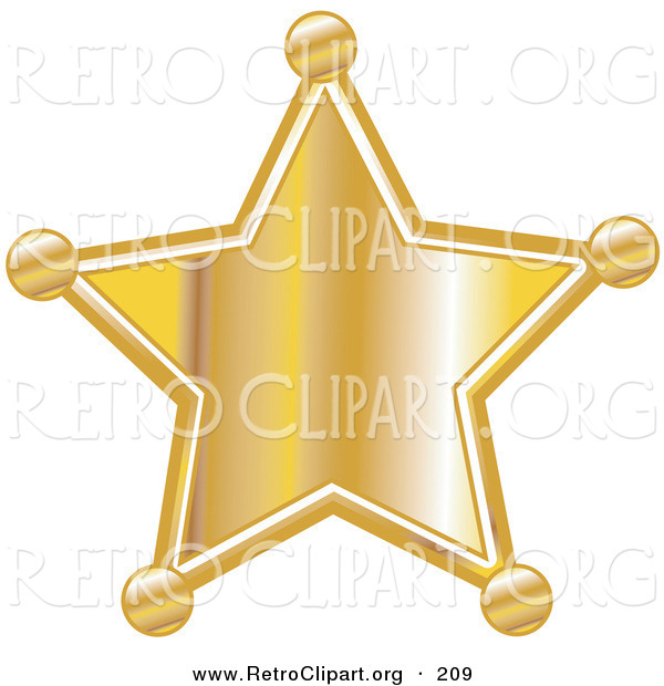Retro Clipart of a Shiny Golden Star Shaped Sheriff's Badge