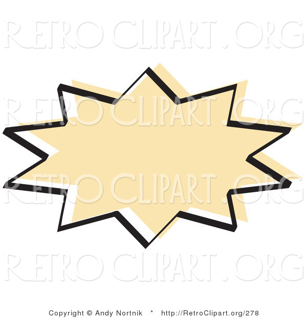 Retro Clipart of a Tan Starburst with a Black Outline on White