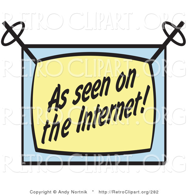 Retro Clipart of a TV Screen Reading "As Seen on the Internet!"
