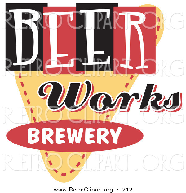 Retro Clipart of a Vintage Beer Works Brewery Advertisement Sign
