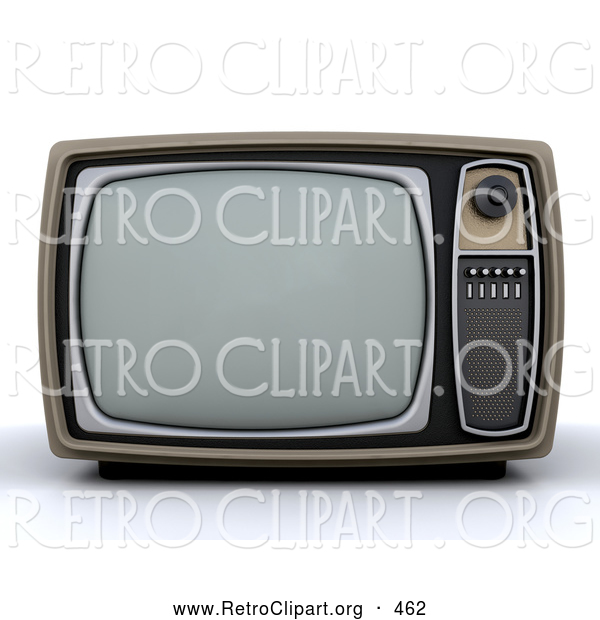 Retro Clipart of a Vintage Box TV with a Control Panel on the Side on White
