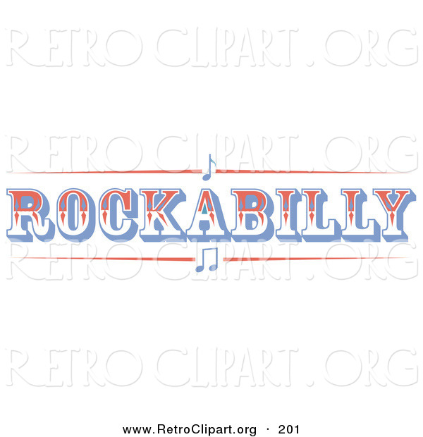 Retro Clipart of a Western Rockabilly Music Sign on a White Background
