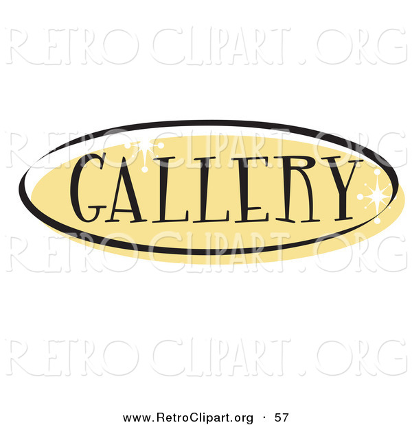 Retro Clipart of a Yellow Oval Gallery Website Button That Could Link to a Visuals Page on a Site