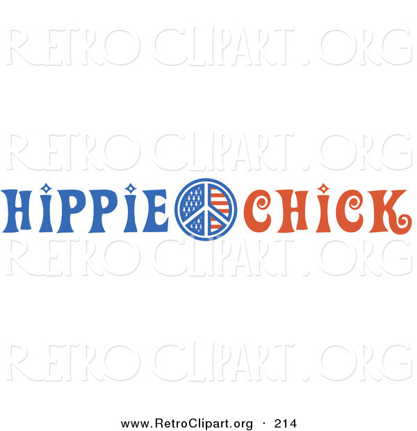 Retro Clipart of an American Hippie Chick Sign on a White Background