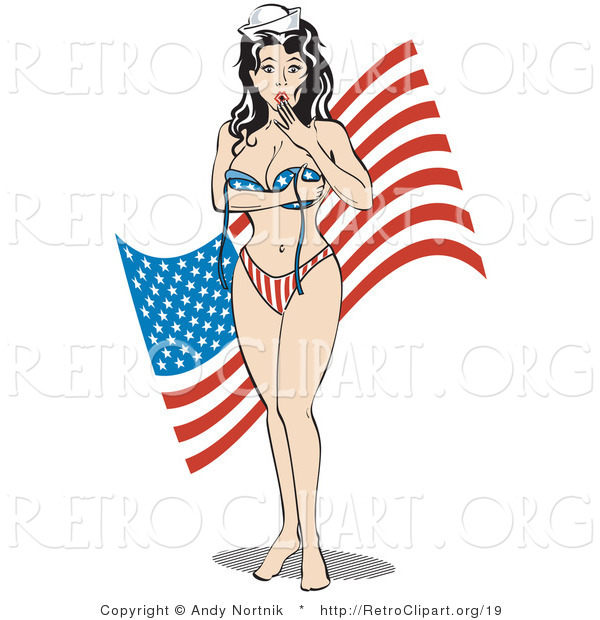Retro Clipart of an American Pinup in a Bikini