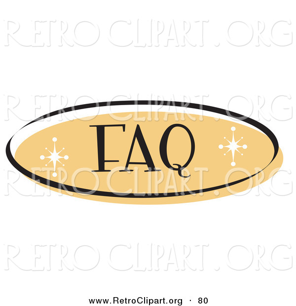 Retro Clipart of an Orange FAQ Website Button That Could Link to a Frequently Asked Questions Information Page on a Site on White