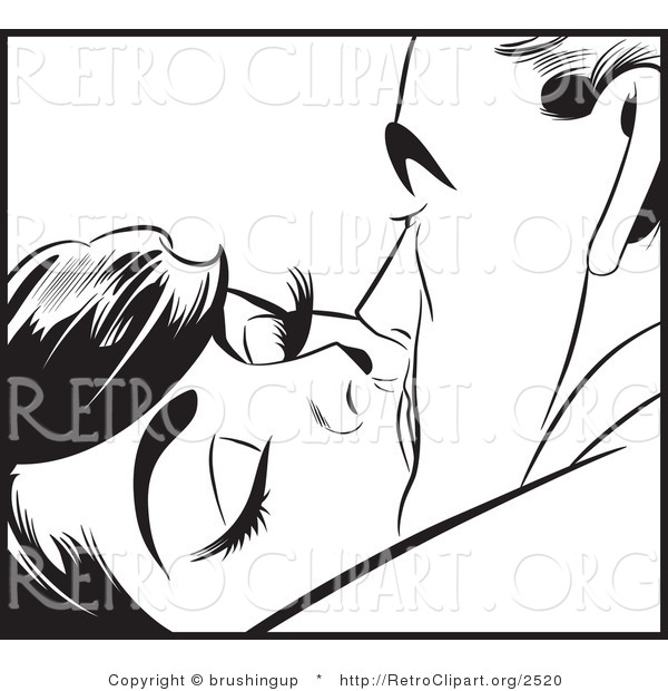 Vector Retro Clipart of a Pop Art Kissing Couple