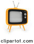 Clipart of a 3d Retro Yellow Box Tv by BNP Design Studio
