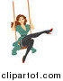 Clipart of a Brunette Woman Swinging in Stockings by BNP Design Studio