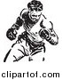 Clipart of a Retro Black and White Boxer Fighter by BestVector